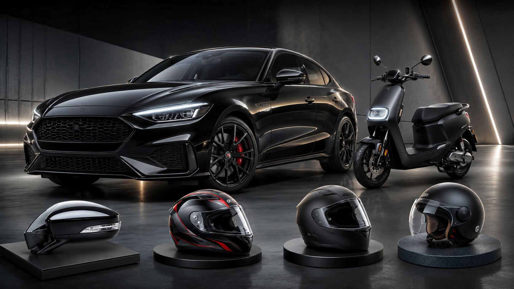 Premium sports car on road